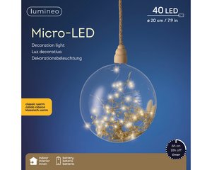 Micro LED Bal Transparant droogbloem BO Binnen - Ø 20 x H 80 cm - afbeelding 4