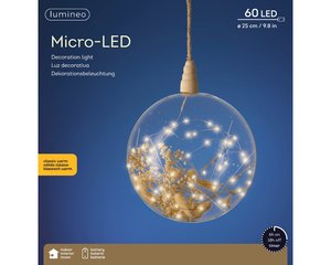 Micro LED Bal Transparant droogbloem BO Binnen - Ø 25 x H 80 cm - afbeelding 4