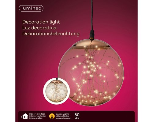 Micro LED ball plastic hanging amber/classic warm 20cm 80L - afbeelding 3