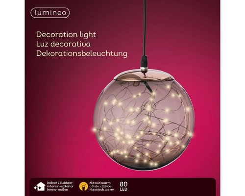 Micro LED ball plastic hanging smokey/classic warm 20cm 80L - afbeelding 3