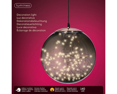 Micro LED ball plastic hanging smokey/classic warm 30cm 140L - afbeelding 3