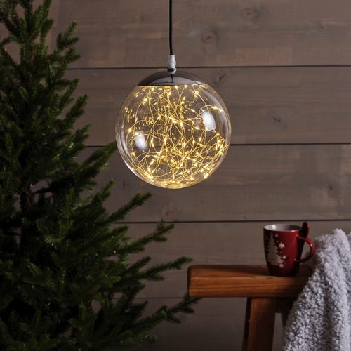 Micro LED ball plastic hanging transparant/warm wit 20cm 80L - afbeelding 3