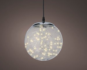 Micro LED ball plastic hanging transparant/warm wit 20cm 80L - afbeelding 2