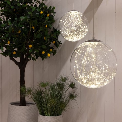 Micro LED ball plastic hanging transparant/warm wit 30cm 140L - afbeelding 3