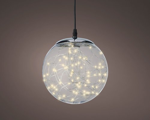 Micro LED ball plastic hanging transparant/warm wit 30cm 140L - afbeelding 2