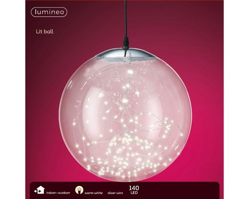 Micro LED ball plastic hanging transparant/warm wit 30cm 140L - afbeelding 4