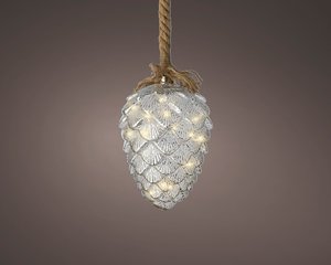 Micro LED dennenappel Silver crackling BO Binnen - 15 x 21 x 80 cm - afbeelding 3