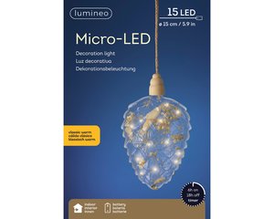 Micro LED dennenappel Transparant droogbloem BO Binnen - 15 x 21 x 80 cm - afbeelding 4