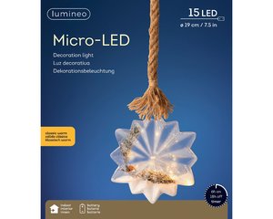 Micro LED Ster Transparant rattan BO Binnen - Ø 19 x H 25 cm - afbeelding 3