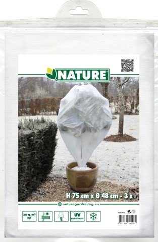 Nature Winterafdekhoes wit met koord 75x75cm 30 g/m² set à 3 stuks