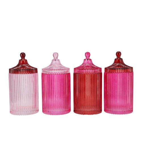 Opbergpot Bicolore Dutch roze jars - H 22 x D 11 cm