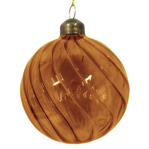 Ornament Clear Rond Twist Bruin amber - Ø 8 x H 8 cm - afbeelding 1