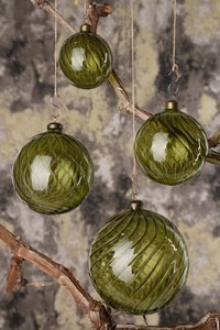 Ornament Clear Rond Twist Groen - Ø 8 x H 8 cm - afbeelding 2