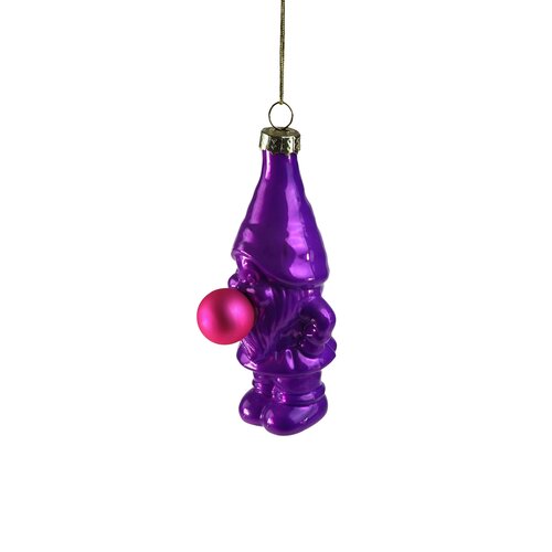 Ornament glas kabouter bubbles D5 x H 10 cm paars