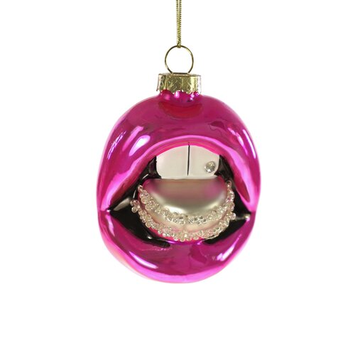 Ornament glas macaron lips 3 x 6 x 7 cm zilver