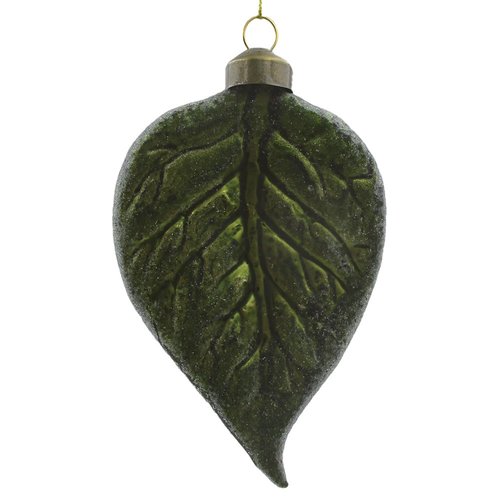 Ornament Sugar Blad Groen goud - H 11,5 x D 3 cm