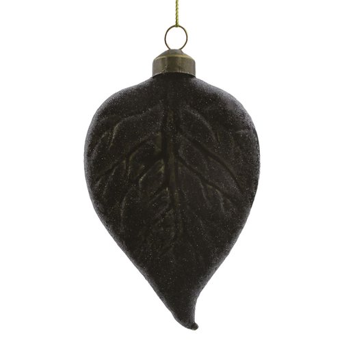 Ornament Sugar Blad Zwart goud - H 11,5 x D 3 cm