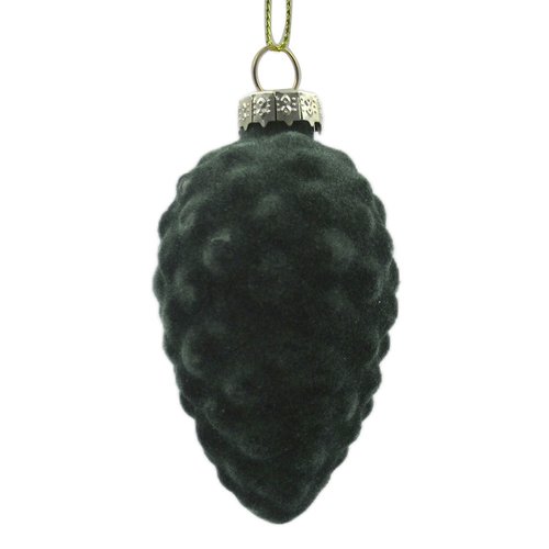 Ornament Velvet Kegel Donker groen - Ø 5 x H 8 cm