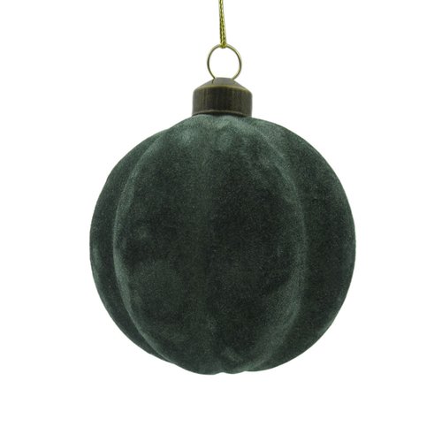 Ornament Velvet Pompoen Donkergroen - H 8 x D 8 cm