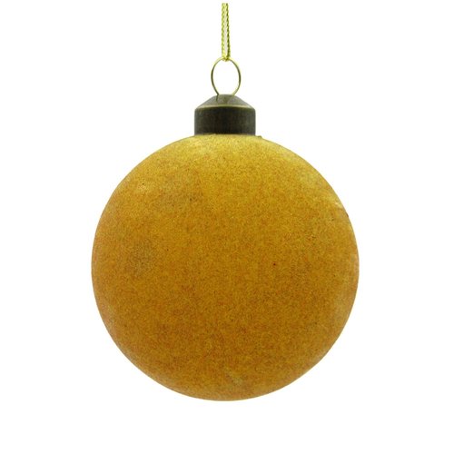 Ornament Velvet Rond Oker - H 8 x D 8 cm