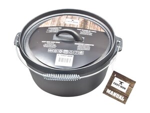 Pan m/deksel gietijzer 28x13cm 8L