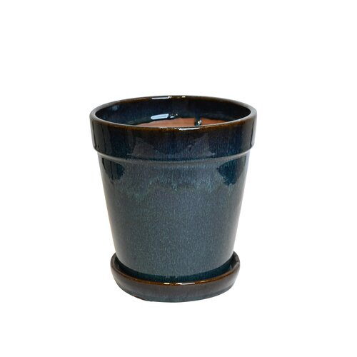 Pot met schotel blue colored - D 11 x H 11,5 cm