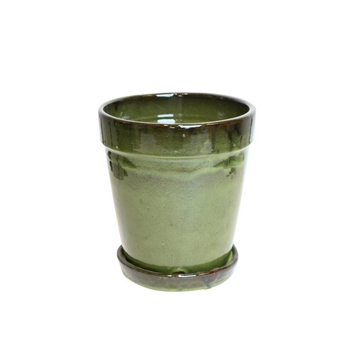 Pot met schotel green black - D 11 x H 11,5 cm