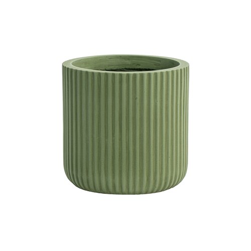 Pot strips cilinder fibre clay D 37 x H 37 cm groen
