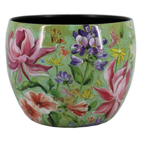 Bloempot Veria Jet Home met bloemen - D 20 x H 18 cm