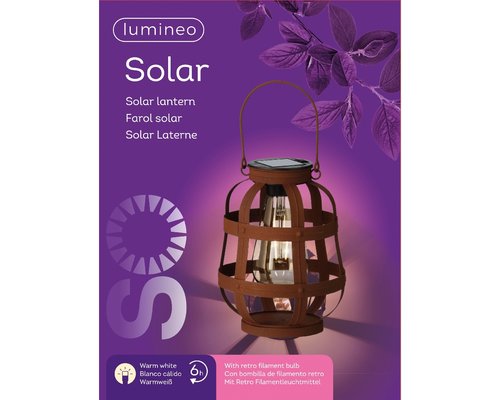 Lumineo Solar lantaarn rustiek bruin - Ø 14 cm - afbeelding 3