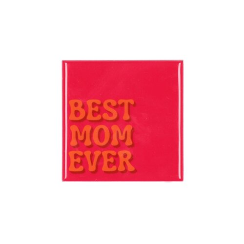 Quote tegel 'Best Mon Ever' roze - B 10 X H 10 X D 1 Cm