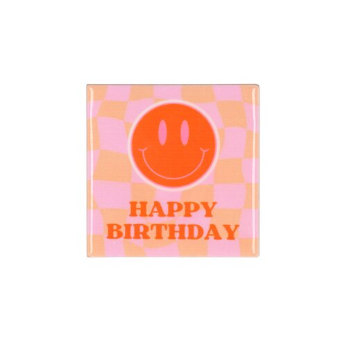 Quote tegel 'Birthday' roze/Orange - B 10 X H 10 X D 1 Cm