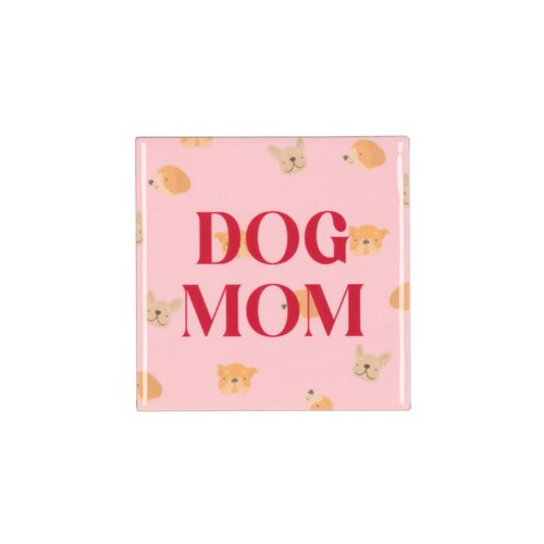 Quote tegel 'Dog Mom' roze - B 10 X H 10 X D 1 Cm