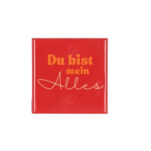 Quote tegel 'Du Bist' roze - B 10 X H 10 X D 1 Cm