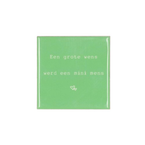 Quote tegel 'Een Grote Wens' groen - B 10 X H 10 X D 1 Cm