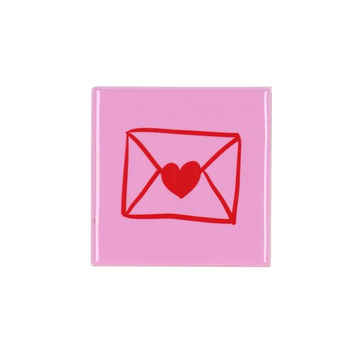 Quote tegel 'Envelope' roze - B 10 X H 10 X D 1 Cm