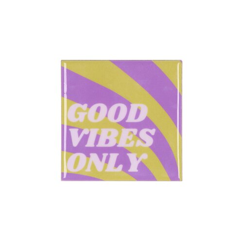 Quote tegel 'Good Vibes' paars - B 10 X H 10 X D 1 Cm