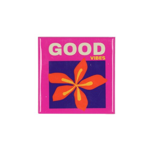 Quote tegel 'Good Vibes' roze - B 10 X H 10 X D 1 Cm