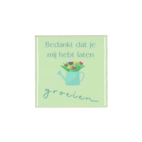 Quote tegel 'Groeien' groen - B 10 X H 10 X D 1 Cm