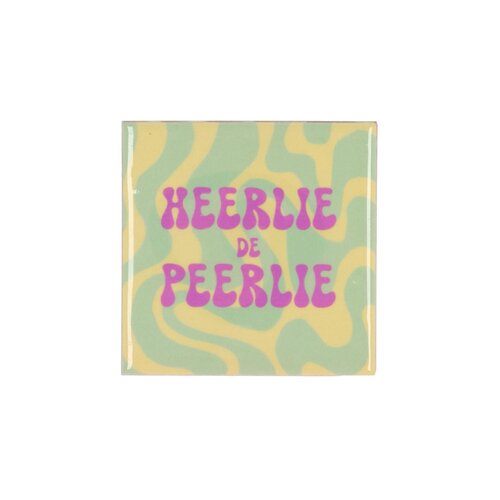 Quote tegel 'Heerlie' groen - B 10 X H 10 X D 1 Cm