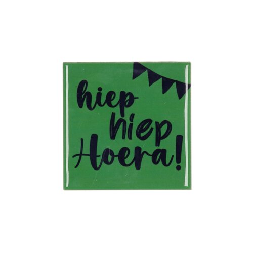 Quote tegel 'Hoera' groen - B 10 X H 10 X D 1 Cm