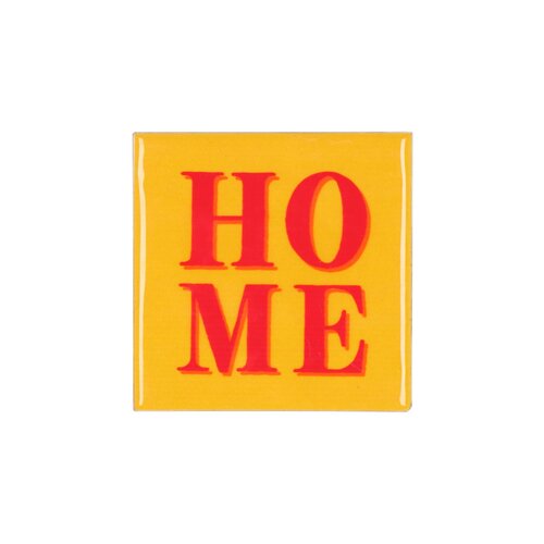 Quote tegel 'Home' geel - B 10 X H 10 X D 1 Cm