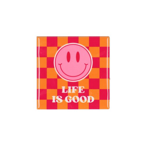 Quote tegel 'Life Is Good' roze/Orange - B 10 X H 10 X D 1 Cm