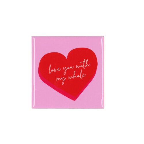 Quote tegel 'Love Heart' roze - B 10 X H 10 X D 1 Cm