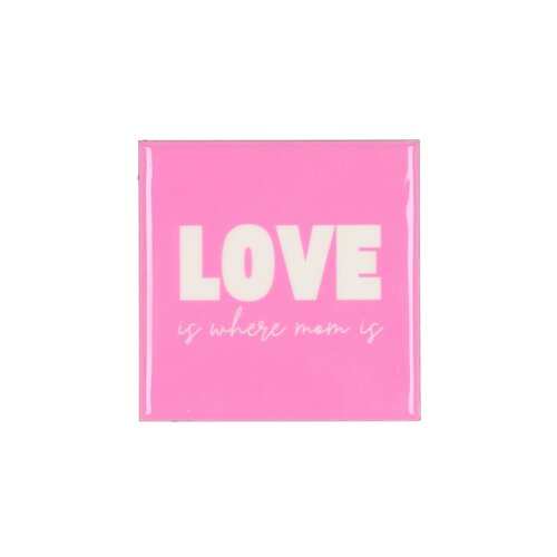 Quote tegel 'Love' roze - B 10 X H 10 X D 1 Cm