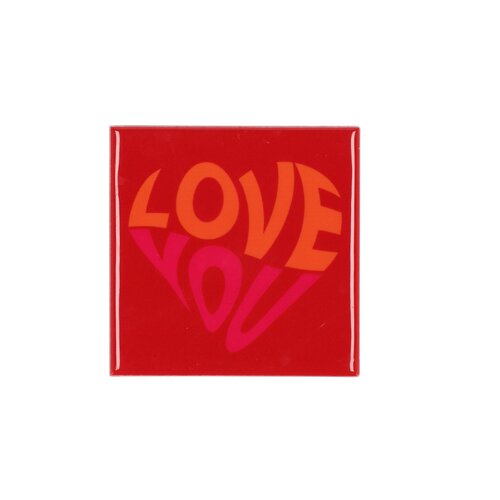 Quote tegel 'Love You' rood - B 10 X H 10 X D 1 Cm