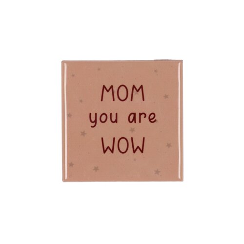 Quote tegel 'Mom' roze - B 10 X H 10 X D 1 Cm