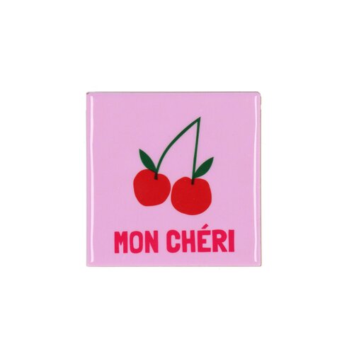 Quote tegel 'Mon Cherie' roze - B 10 X H 10 X D 1 Cm