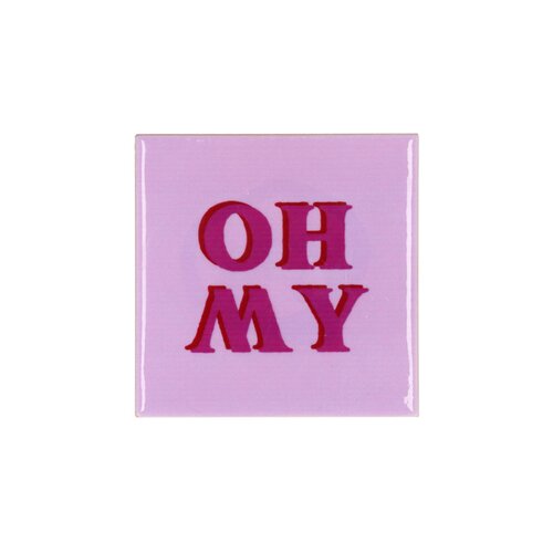 Quote tegel 'Oh My' paars - B 10 X H 10 X D 1 Cm