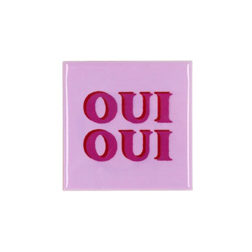 Quote tegel 'Oui Oui' paars - B 10 X H 10 X D 1 Cm